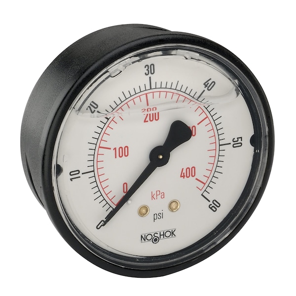 Pressure Gauge, 2.5" 304SS Case, Copper Alloy Internals, 6000 psi/bar, 1/4 NPT Male Back Conn, Glycerin Filled, 304SS Front Flange
